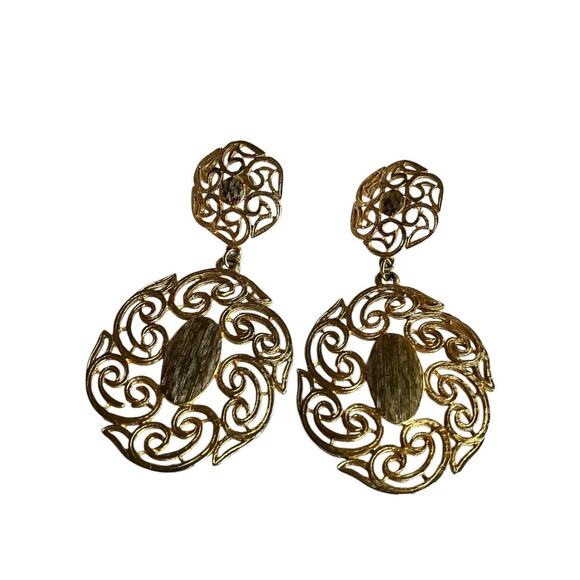 GOLD 90S DROP EARRINGS - Picture 2 of 4